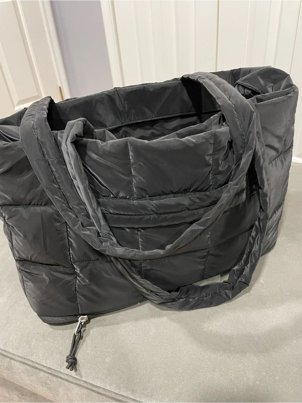 Quilted Black Puffer Hobo Bag - Everyday Shoulder Tote